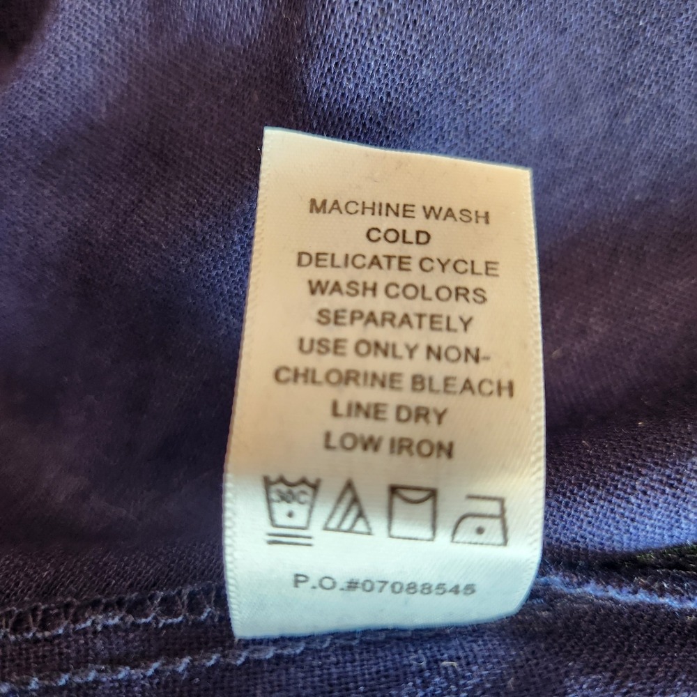 Jessica London Hi-Low Linen Blend Tunic Women`s Sz 18W Navy Blue Roll Tab Sleeve - Picture 10 of 10